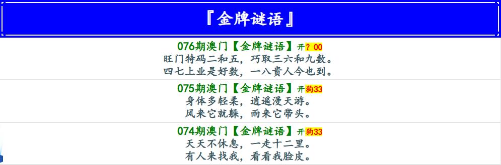 076期金牌谜语[图]